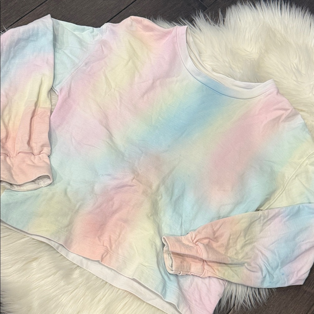 Athleta Girl Rainbow Days Sweatshirt - Pastel Tie Dye - Size M (8/10) - READ